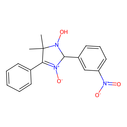 5,5-dimethyl-2-(3-nitrophenyl)-4-phenyl-2,5-dihydro-1H-imidazol-1-ol 3-oxide structure