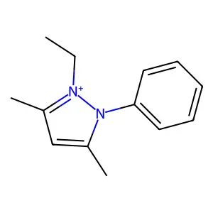 1-ethyl-3,5-dimethyl-2-phenyl-1H-pyrazol-2-ium structure