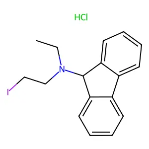 9H-Fluoren-9-amine, N-ethyl-N-(2-iodoethyl)-, hydrochloride (1:1) structure