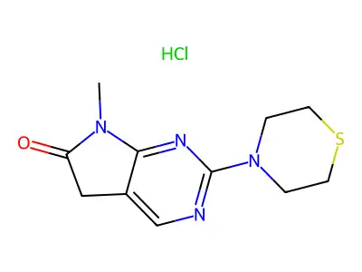 7-Methyl-2-(4-thiomorpholinyl)-5,7-dihydro-6H-pyrrolo(2,3-d)pyrimidin-6-one structure