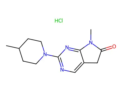 6H-Pyrrolo(2,3-d)pyrimidin-6-one, 5,7-dihydro-7-methyl-2-(4-methyl-1-piperidinyl)-, monohydrochloride structure