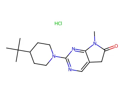 6H-Pyrrolo(2,3-d)pyrimidin-6-one, 5,7-dihydro-2-(4-(1,1-dimethylethyl)-1-piperidinyl)-7-methyl-, monohydrochloride structure