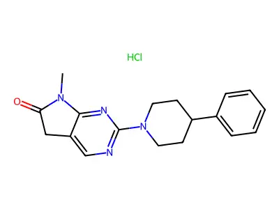 6H-Pyrrolo(2,3-d)pyrimidin-6-one, 5,7-dihydro-7-methyl-2-(4-phenyl-1-piperidinyl)-, monohydrochloride structure