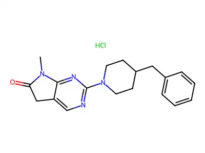 6H-Pyrrolo(2,3-d)pyrimidin-6-one, 5,7-dihydro-7-methyl-2-(4-(phenylmethyl)-1-piperidinyl)-, monohydrochloride structure