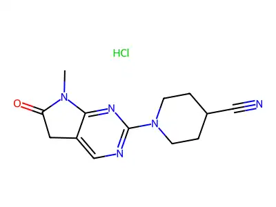 4-Piperidinecarbonitrile, 1-(6,7-dihydro-7-methyl-6-oxo-5H-pyrrolo(2,3-d)pyrimidin-2-yl)-, monohydrochloride structure