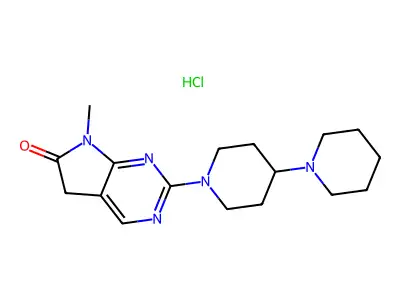 6H-Pyrrolo(2,3-d)pyrimidin-6-one, 5,7-dihydro-2-(1,4'-bipiperidin)-1'-yl-7-methyl-, monohydrochloride structure
