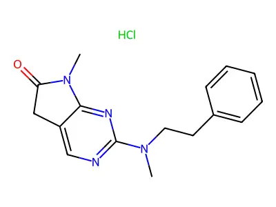 6H-Pyrrolo(2,3-d)pyrimidin-6-one, 5,7-dihydro-7-methyl-2-(methyl(2-phenylethyl)amino)-, monohydrochloride structure