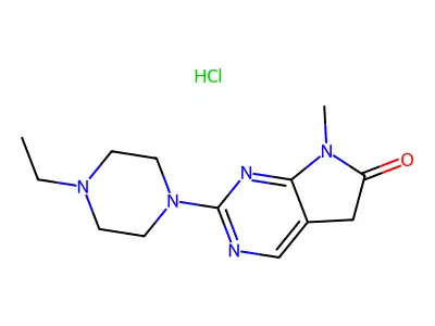 6H-Pyrrolo(2,3-d)pyrimidin-6-one, 5,7-dihydro-2-(4-ethyl-1-piperazinyl)-7-methyl-, monohydrochloride structure