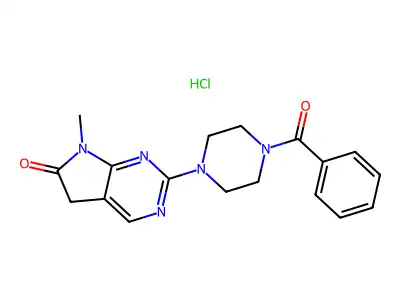 Piperazine, 1-benzoyl-4-(6,7-dihydro-7-methyl-6-oxo-5H-pyrrolo(2,3-d)pyrimidin-2-yl)-, monohydrochloride structure