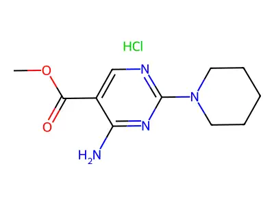 Methyl 4-amino-2-(1-piperidinyl)-5-pyrimidinecarboxylate hydrochloride structure