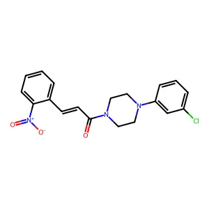 (E)-1-[4-(3-chlorophenyl)piperazin-1-yl]-3-(2-nitrophenyl)prop-2-en-1-one structure