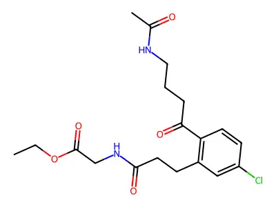 Ethyl N-(2-(4-acetamidobutyryl)-5-chlorohydrocinnamoyl)glycinate structure