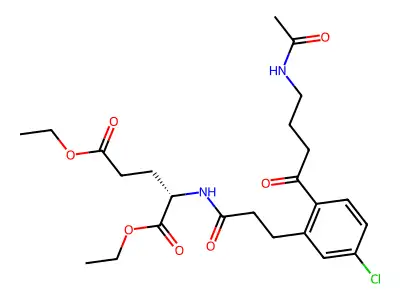 Diethyl 2-(2-(4-acetamidobutyryl)-5-chlorohydrocinnamoyl)-2-glutamate structure