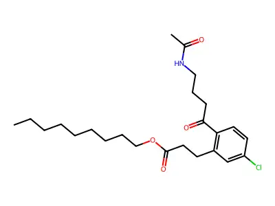 Benzenepropanoic acid, 2-(4-(acetylamino)-1-oxobutyl)-5-chloro-, nonyl ester structure