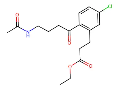 Benzenepropanoic acid, 2-(4-(acetylamino)-1-oxobutyl)-5-chloro-, ethyl ester structure