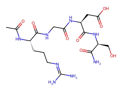 Acetyl-arginyl-glycyl-aspartyl-serinamide structure
