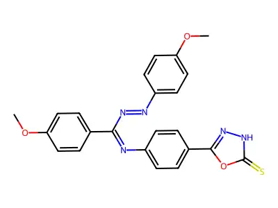 1,3,4-Oxadiazole-2(3H)-thione, 5-(4-(((4-methoxyphenyl)azo)((4-methoxyphenyl)methylene)amino)phenyl)- structure