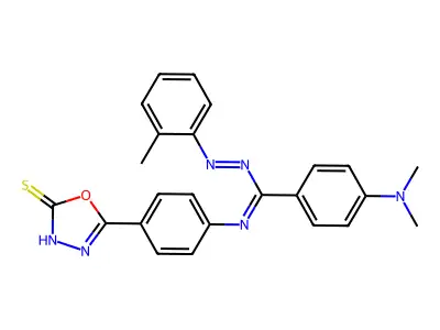 1,3,4-Oxadiazole-2(3H)-thione, 5-(4-(((4-(dimethylamino)phenyl)((2-methylphenyl)azo)methylene)amino)phenyl)- structure