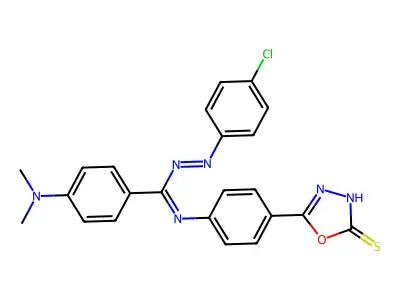 1,3,4-Oxadiazole-2(3H)-thione, 5-(4-((((4-chlorophenyl)azo)(4-(dimethylamino)phenyl)methylene)amino)phenyl)- structure