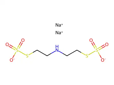 Bis(2-sodiothiosulfatoethyl)amine tetrahydrate structure