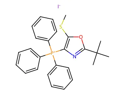 (2-(tert-Butyl)-5-(methylthio)oxazol-4-yl)triphenylphosphonium iodide structure