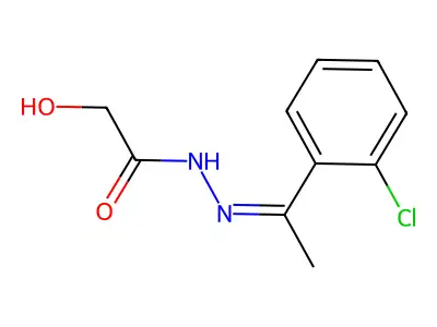 Acetic acid, 2-hydroxy-, 2-[1-(2-chlorophenyl)ethylidene]hydrazide structure