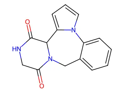 12,13-Dihydro-9H,11H-pyrazino(2,1-c)pyrrolo(1,2-a)(1,4)benzodiazepine-11,14(14aH)-dione structure