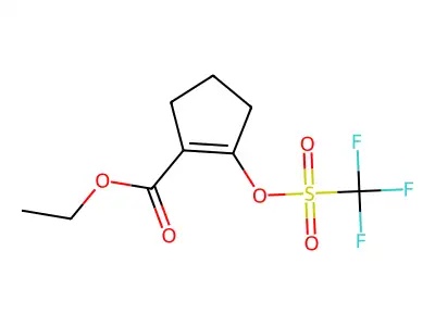 Ethyl 2-(((trifluoromethyl)sulfonyl)oxy)cyclopent-1-enecarboxylate structure