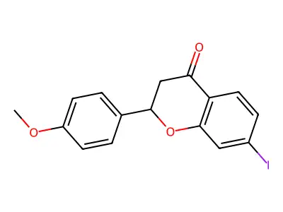 4h-1-Benzopyran-4-one,2,3-dihydro-7-iodo-2-(4-methoxyphenyl)- structure