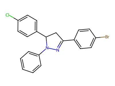 3-(4-bromophenyl)-5-(4-chlorophenyl)-1-phenyl-4,5-dihydro-1H-pyrazole structure