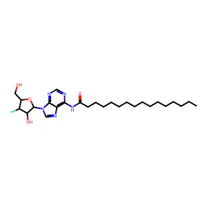 Adenosine, 3'-deoxy-3'-fluoro-N-(1-oxohexadecyl)- structure