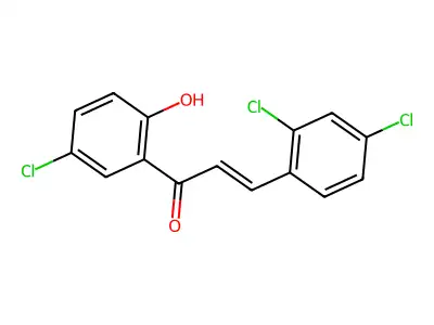 (2E)-1-(5-chloro-2-hydroxyphenyl)-3-(2,4-dichlorophenyl)prop-2-en-1-one structure