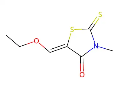 (5Z)-5-(ethoxymethylene)-3-methyl-2-thioxo-1,3-thiazolidin-4-one structure