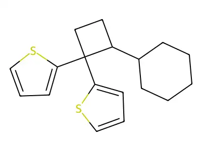 1-Cyclohexyl-2,2-bis(phenylthio)cyclobutane structure