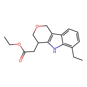 4,6-Diethyl-1,3,4,5-tetrahydropyrano(4,3-b)indole-4-acetic acid structure