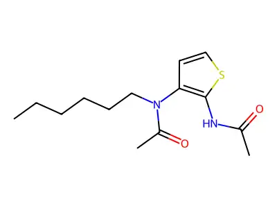 Acetamide, N-(2-(acetylamino)-3-thienyl)-N-hexyl- structure