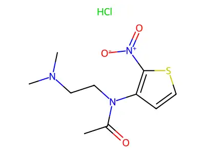 Acetamide, N-(2-(dimethylamino)ethyl)-N-(2-nitro-3-thienyl)-, monohydrochloride structure