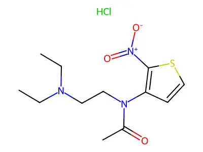 Acetamide, N-(2-(diethylamino)ethyl)-N-(2-nitro-3-thienyl)-, monohydrochloride structure