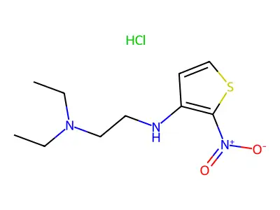 1,2-Ethanediamine, N,N-diethyl-N'-(2-nitro-3-thienyl)-, monohydrochloride structure