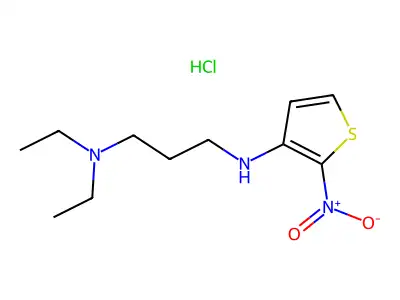 1,3-Propanediamine, N,N-diethyl-N'-(2-nitro-3-thienyl)-, monohydrochloride structure