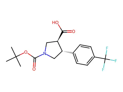 (3S,4R)-1-(tert-butoxycarbonyl)-4-(4-(trifluoromethyl)phenyl)pyrrolidine-3-carboxylic acid structure