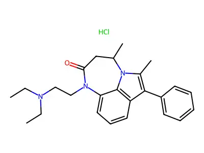 Pyrrolo(1,2,3-ef)-1,5-benzodiazepin-2(1H)-one, 3,4-dihydro-1-(2-(diethylamino)ethyl)-4,6-dimethyl-7-phenyl-, monohydrochloride structure