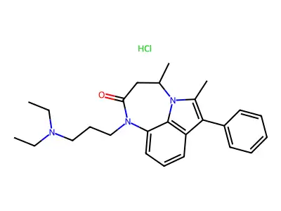 Pyrrolo(1,2,3-ef)-1,5-benzodiazepin-2(1H)-one, 3,4-dihydro-1-(3-(diethylamino)propyl)-4,6-dimethyl-7-phenyl-, monohydrochloride structure