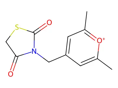 4-[(2,4-Dioxo-3-thiazolidinyl)methyl]-2,6-dimethylpyrylium structure