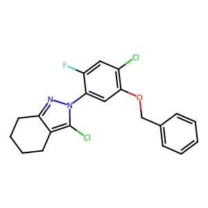 3-Chloro-2-(4-chloro-2-fluoro-5-phenylmethoxyphenyl)-4,5,6,7-tetrahydroindazole structure
