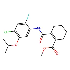 Cyclohexene-1-carboxylic acid, 2-((4-chloro-2-fluoro-5-propan-2-yloxyphenyl)carbamoyl)-, methyl ester structure