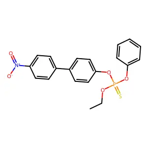 Phosphorothioic acid, O-ethyl O-(4'-nitro(1,1'-biphenyl)-4-yl) O-phenyl ester structure
