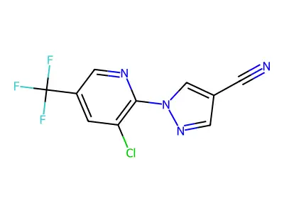 1-[3-chloro-5-(trifluoromethyl)-2-pyridinyl]-1H-pyrazole-4-carbonitrile structure