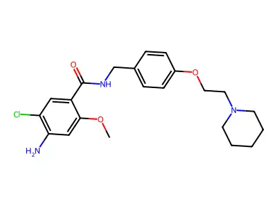 Benzamide, 4-amino-5-chloro-2-methoxy-N-((4-(2-(1-piperidinyl)ethoxy)phenyl)methyl)- structure