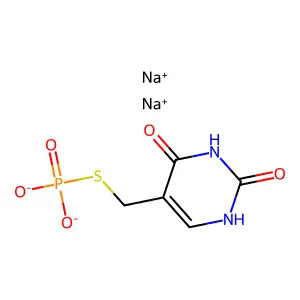 2,4(1H,3H)-Pyrimidinedione, 5-((phosphonothio)methyl)-, disodium salt structure